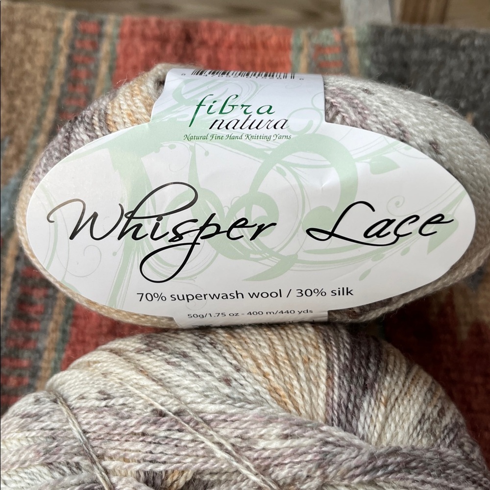 NEW with Label (2) Whisper Lace 204 “Cloudy Morning” Natural Fine Knitting Yarns